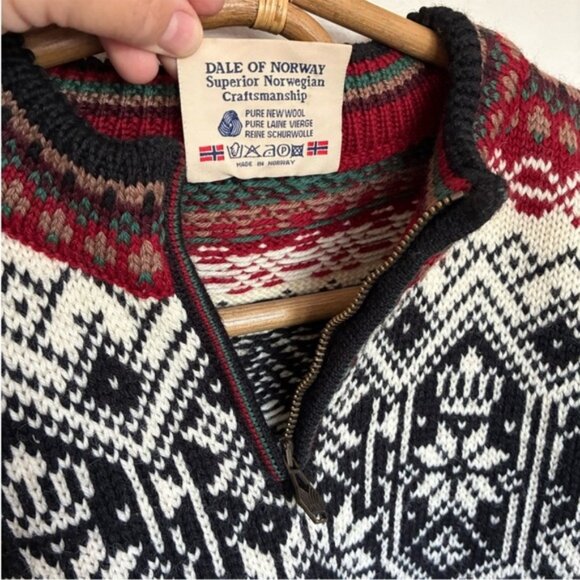 Dale of Norway Classic Faire Isle Apres Ski Quarter Zip Sweater 100% Wool Mens M - Picture 5 of 8